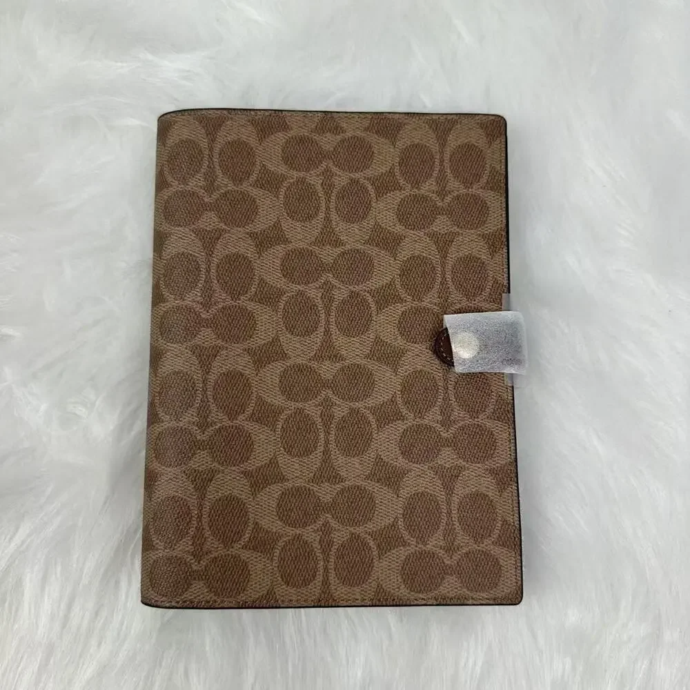 Coach Snap Notebook In Signature Canvas/Smooth leather/ Tan Brown CZ198 NWT
